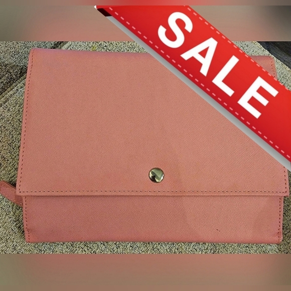 #Sabika #Trifold Pink #Travel #Jewelry #Organizer Faux #Leather #NWOT - Picture 1 of 16